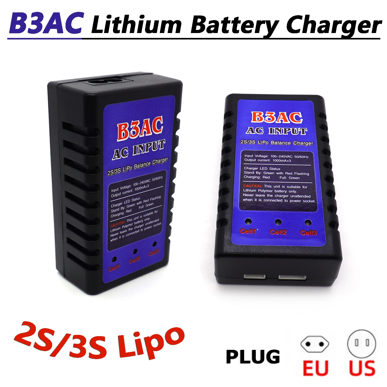 B3AC リチウム電池バランスコンパクト充電器 2-3S リポ 100-240VAC 電圧 RC ドローンヘリコプター航空機車ボートモデル部品用