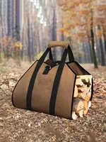 1pc Firewood Log Carrier Tote Bag, Canvas Firewood Holder, Extra Large Durable For Fireplaces, Wood Stoves, Firewood, Logs, Camp