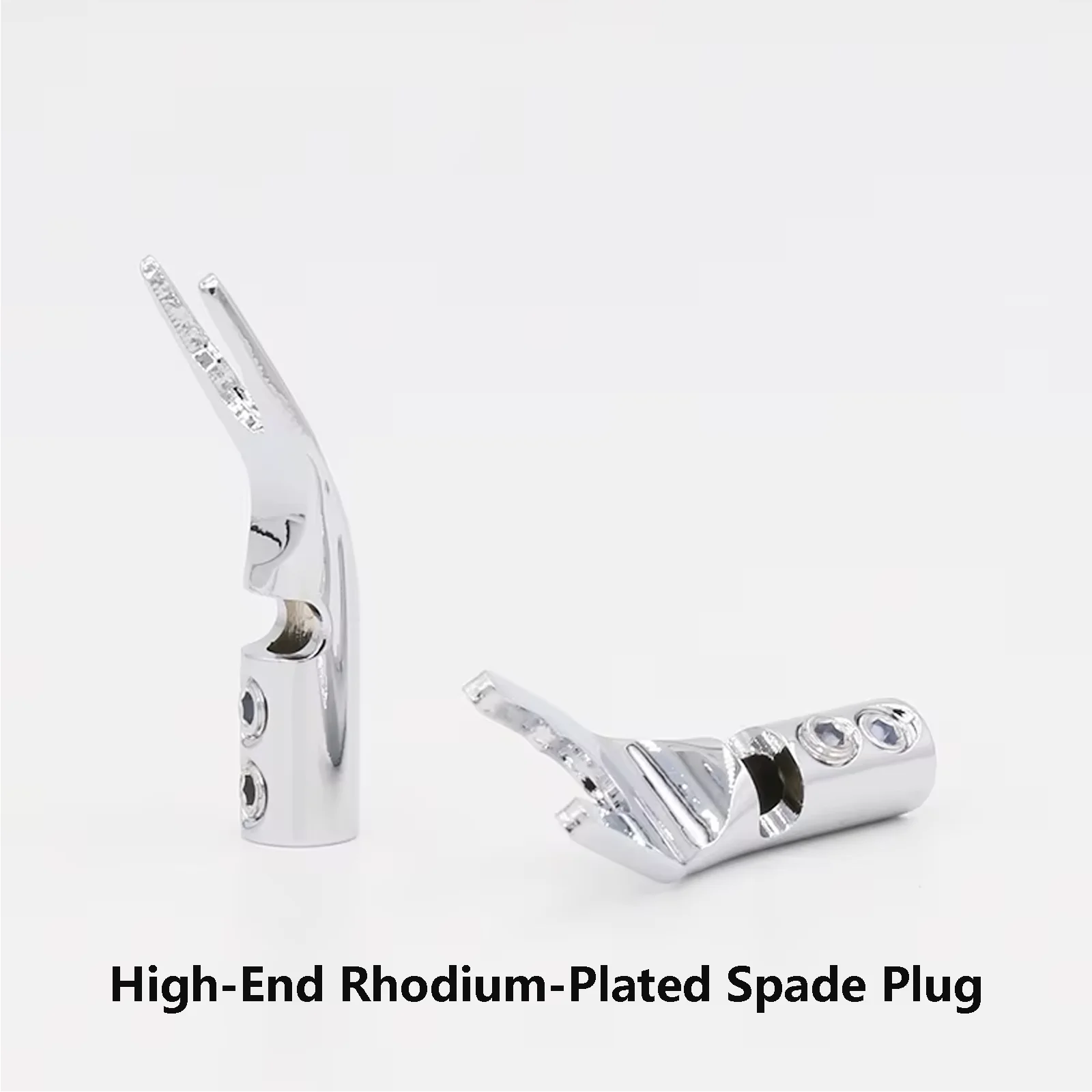 Speaker Spade Connectors High-End Rhodium-Plated Spade Fork Adapter Banana Plug-Pure Red Copper Spade Plug Screw Locking