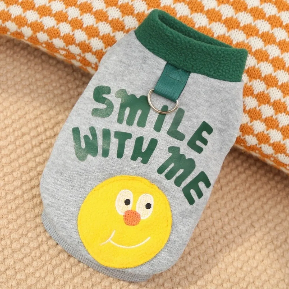 Cartoon Pattern Adorable Dog Vest Cozy Warm Pet Sweater Soft Breathable Fleece-lined Pet Sweatshirt Indoor Wear