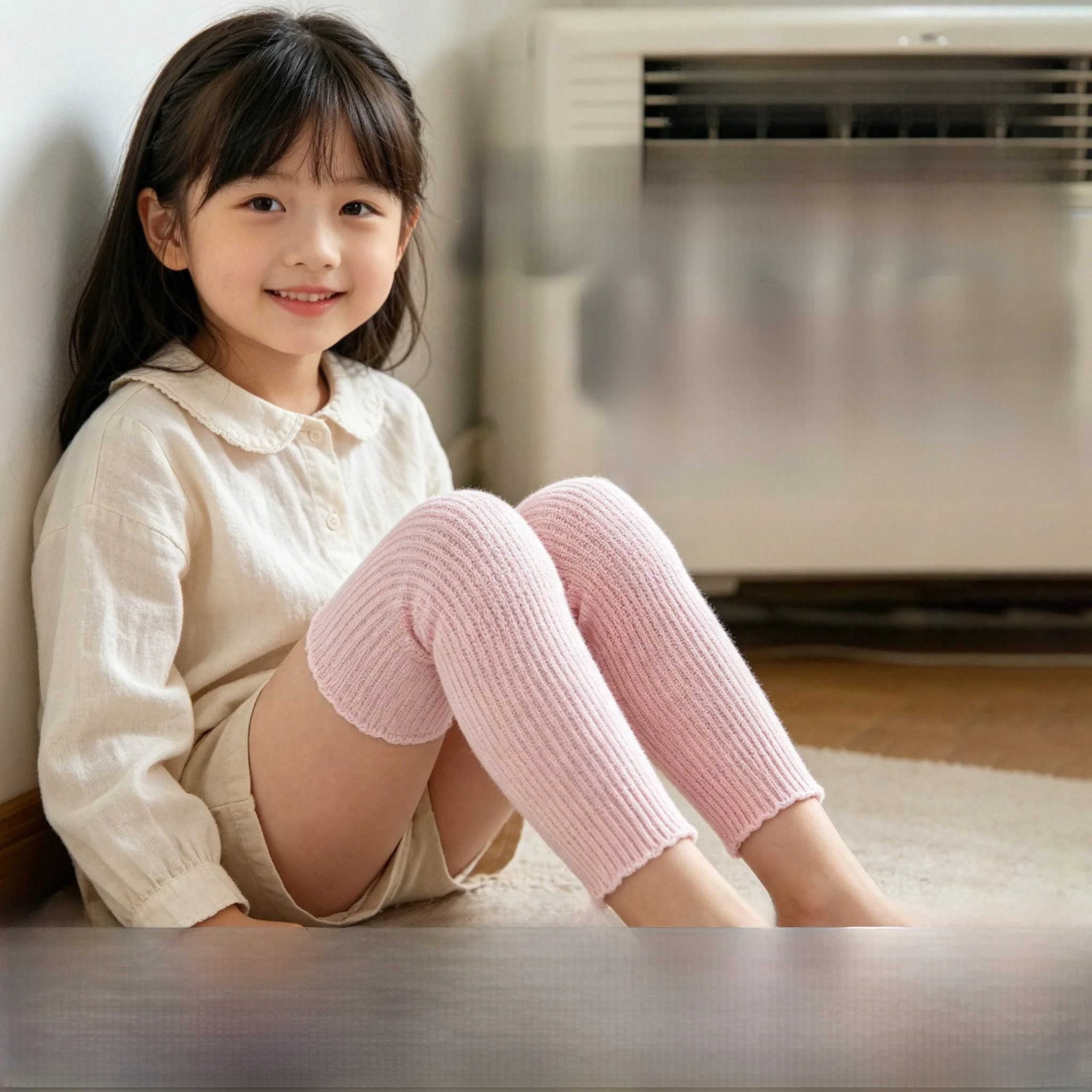 純綿薄手膝パッド子供用エアコン付き部屋用寝間着暖かい脚保護ソックスロング関節保護
