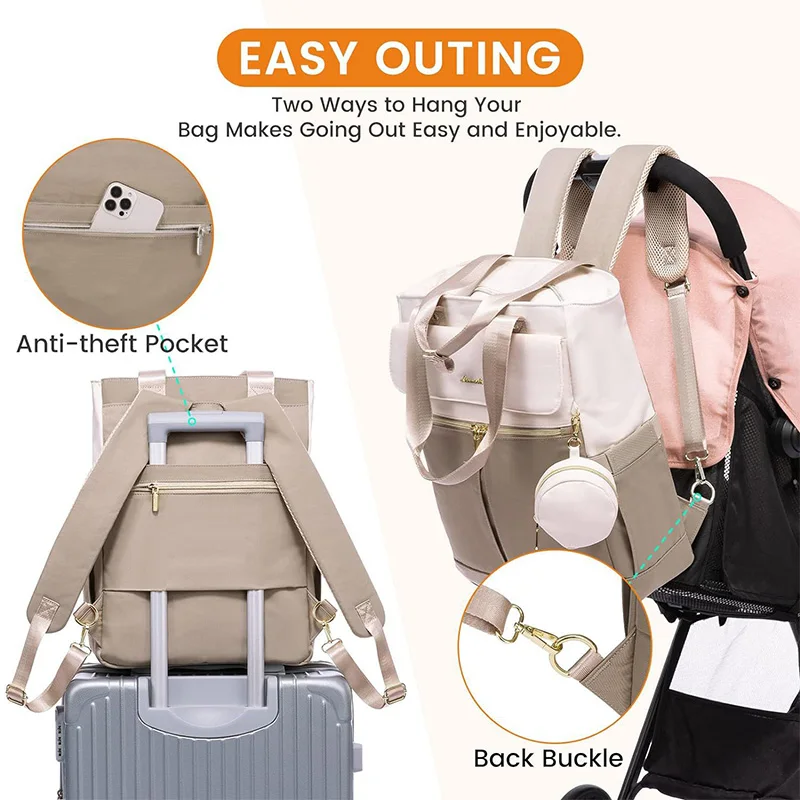 Elegant Convertible Backpack Tote Bag with Accessories Waterproof Laptop Bag with Detachable Pouch & Case for for Work & Travel