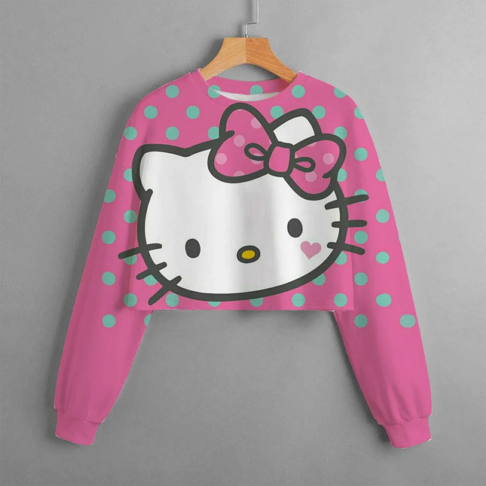 Hello Kitty t-shirt per bambini primaverile stampata, pullover per t-shirt da ragazza a maniche lunghe per bambini, autunno fashion cartoon baby