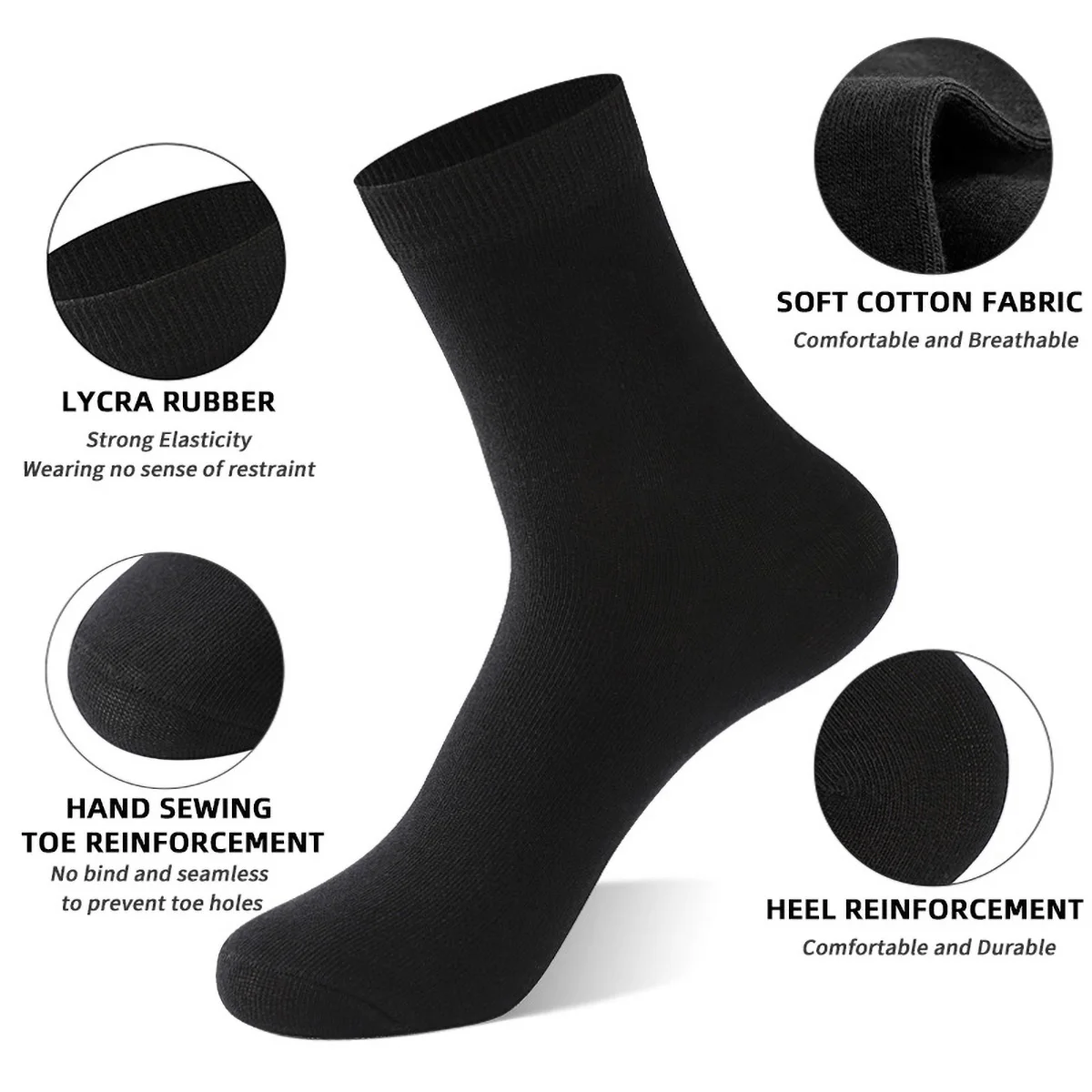 1/5 Pairs Men's Cotton Socks New Style Black Business Casual Male Sock Soft Breathable Summer Winter for Man Socks High Quality
