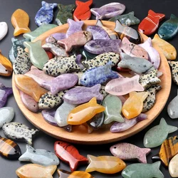 1PC Small Fish Natural Stone Rose Quartz Amethyst Agate Pendant DIY Necklace Earrings Jewelry Accessories Gift