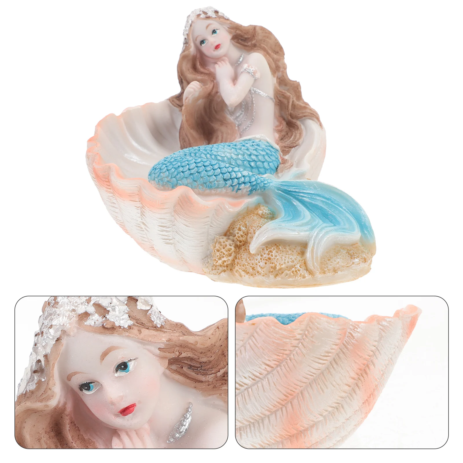 

Resin Mermaid Statue Sculpture Home Office Desktop Car Decoration Sand Table Fish Tank Ornament Break Resistant Artistic