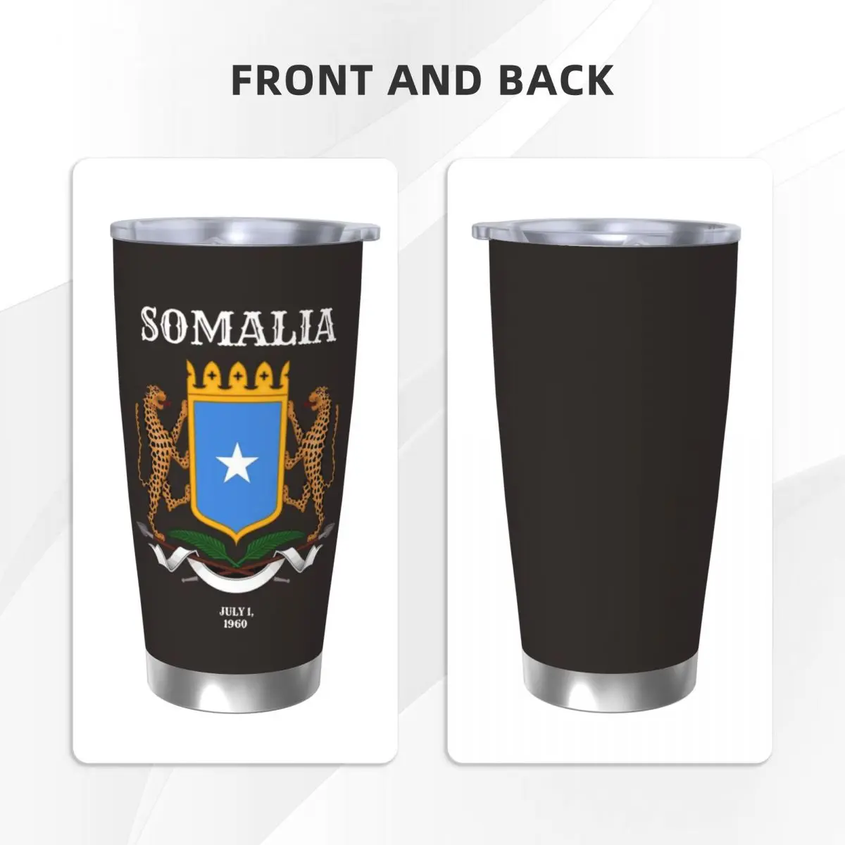 Somalia Insulated Tumbler with Straws Somali Flag Vacuum Coffee Mugs Office Home Car Bottle Cup, 20oz