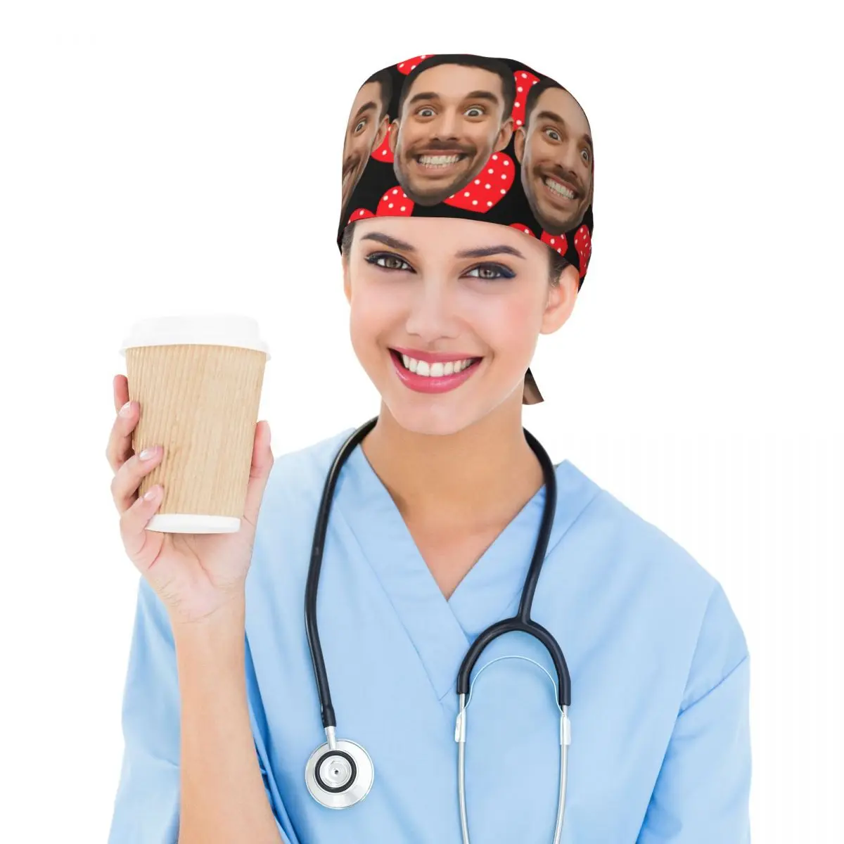 Berretto da lavoro per la pulizia del viso con testa maschile personalizzato, unisex, per il marito, anniversario, berretto chirurgico, cappello da infermiera, cappello da infermiera