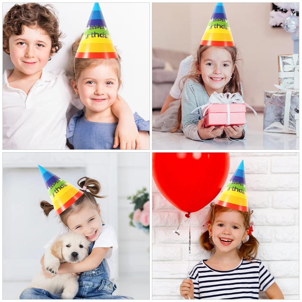 20 Pcs Party Hats Rainbow Birthday Headdress Decorate Lovely Decorative Toddler