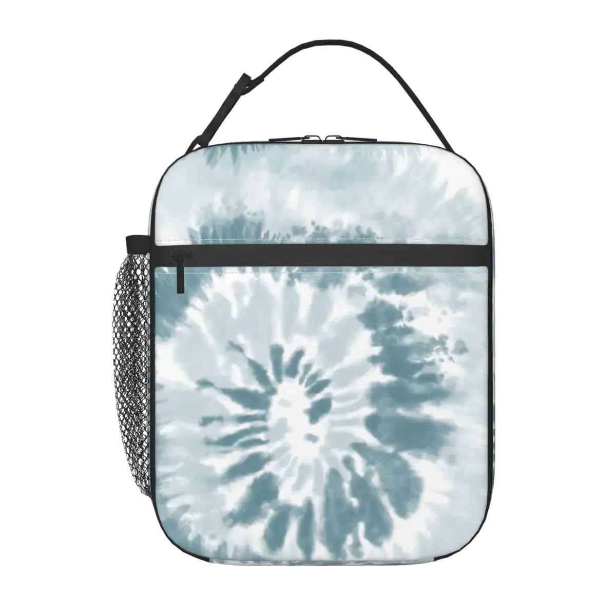 Trendy Teal Swirl Tie Dye Pattern Insulated Lunch Tote Bag for Women Resuable Cooler Thermal Bento Box Kids School Children