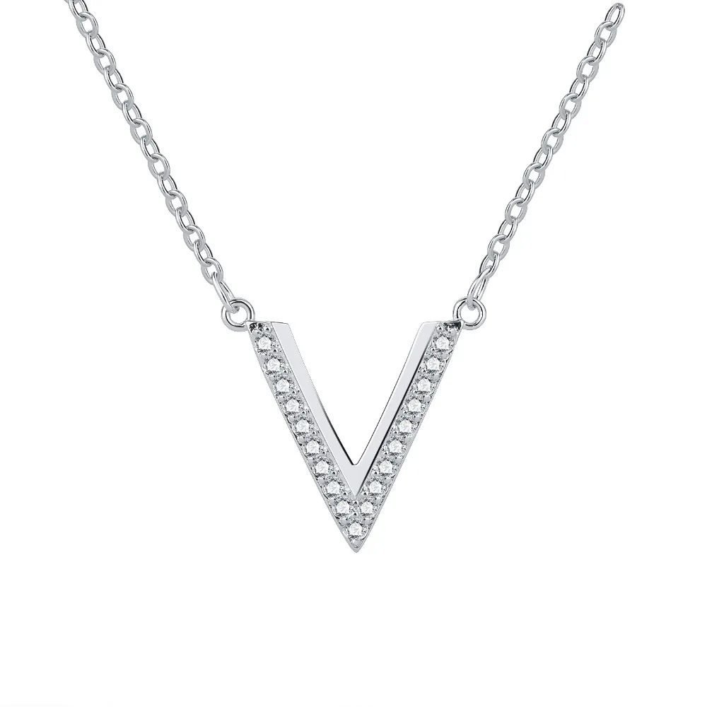 

V Letter Necklace for Women, Light Luxury Collarbone Chain, Rose Gold Sweater Chain for Women