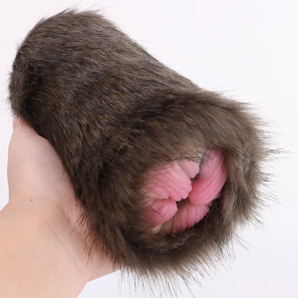 GEEBA Soft Silicone Male Masturbator In Artificial Fur Dual Hole Sex Toys For Men Realistic Vagina Pocket Pussy All-pass Channel