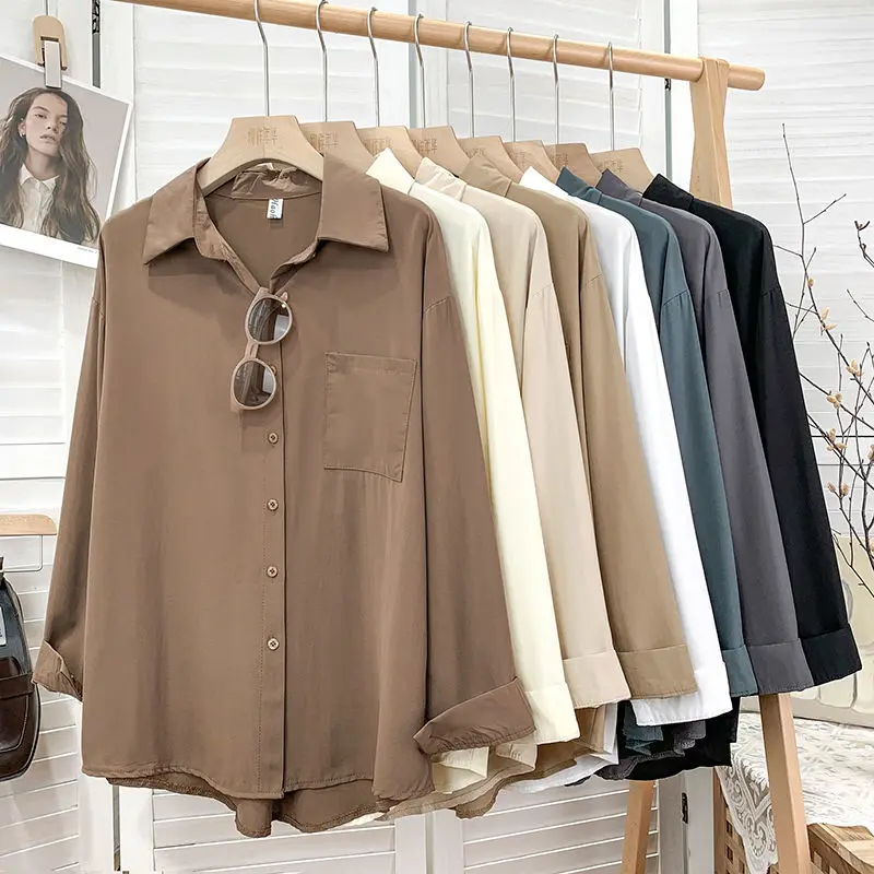 

Relaxed Long Sleeve White Shirt Women's Autumn Design Casual Chic Layering Top