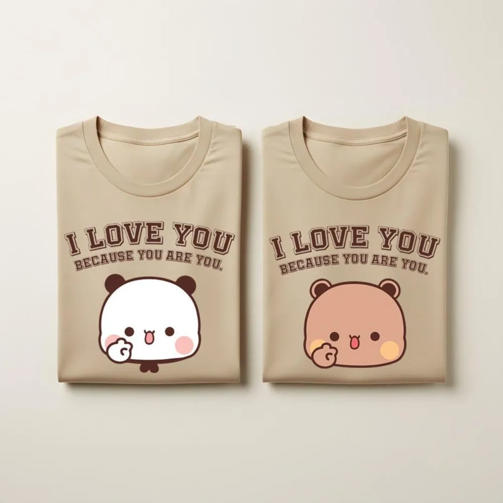Ich liebe dich, weil du bist, passende T-Shirts Bubu Dudu Bär Paar Shirt Männer Frauen Universal Fashion Casual Crewneck T-Shirt