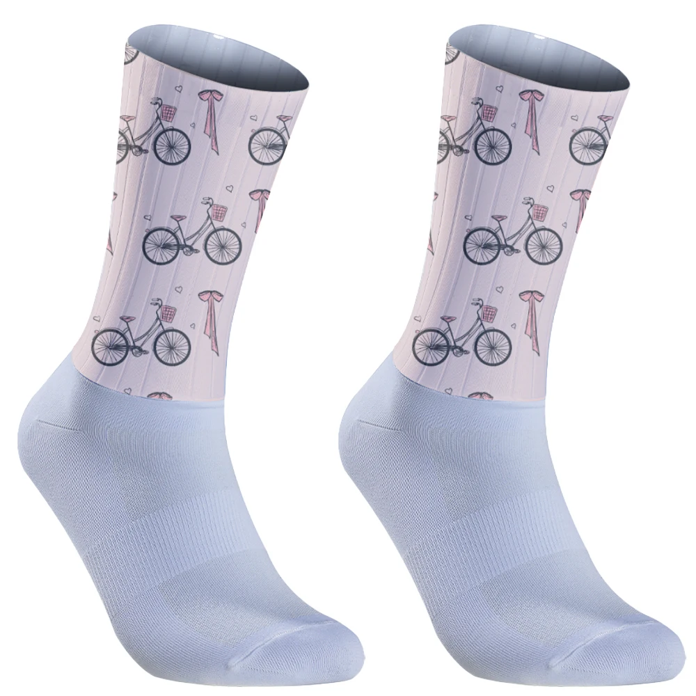 Respirável Non-Slip Silicone Socks, Aero Sports Bike Socks, verão, legal