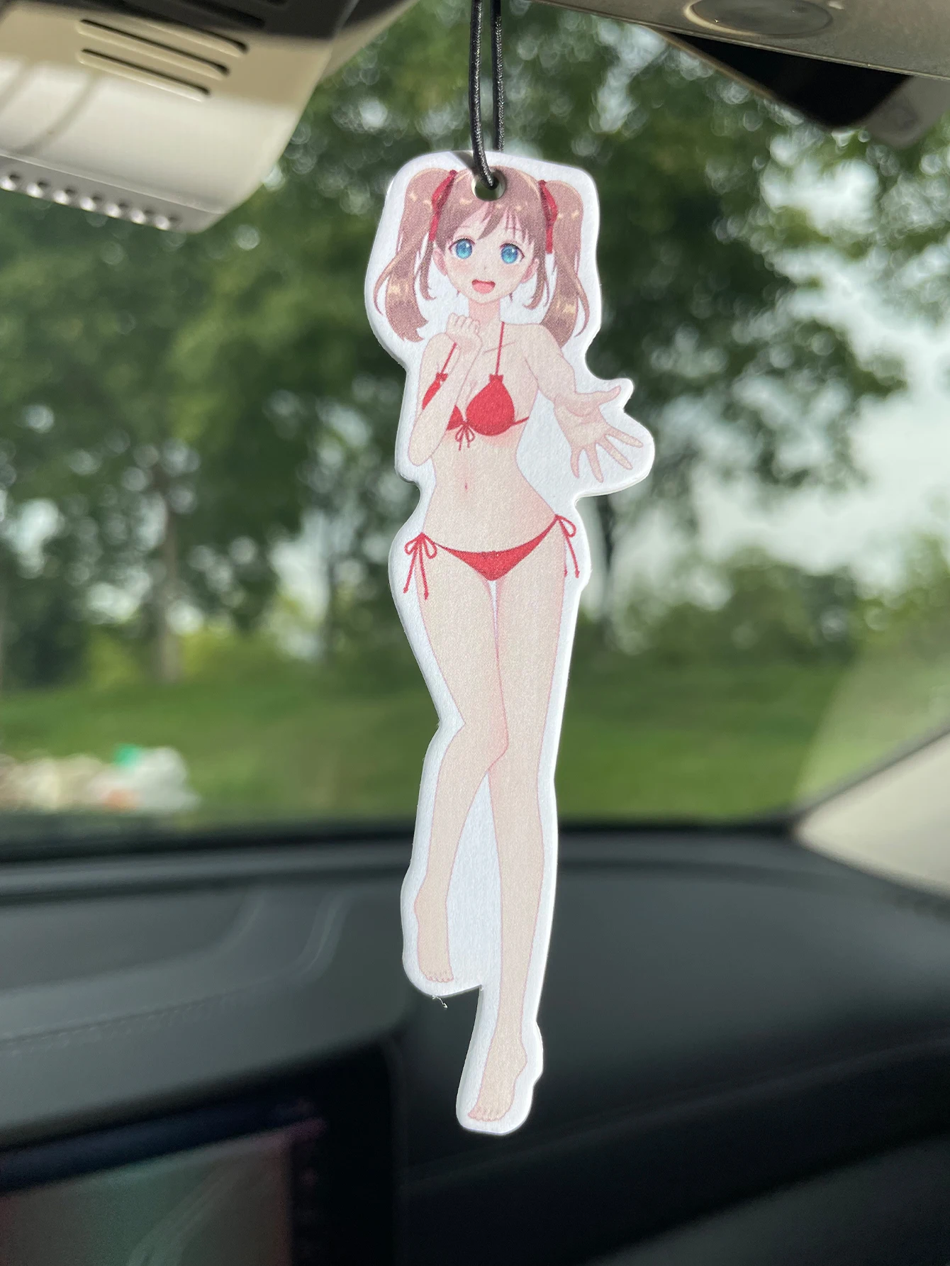 Anime Twin Tails Red Bikini Girl Car Air Freshener, Natural Plant Extract Scent, Alcohol-Free, Long Lasting 60-90 Days, Heat Res