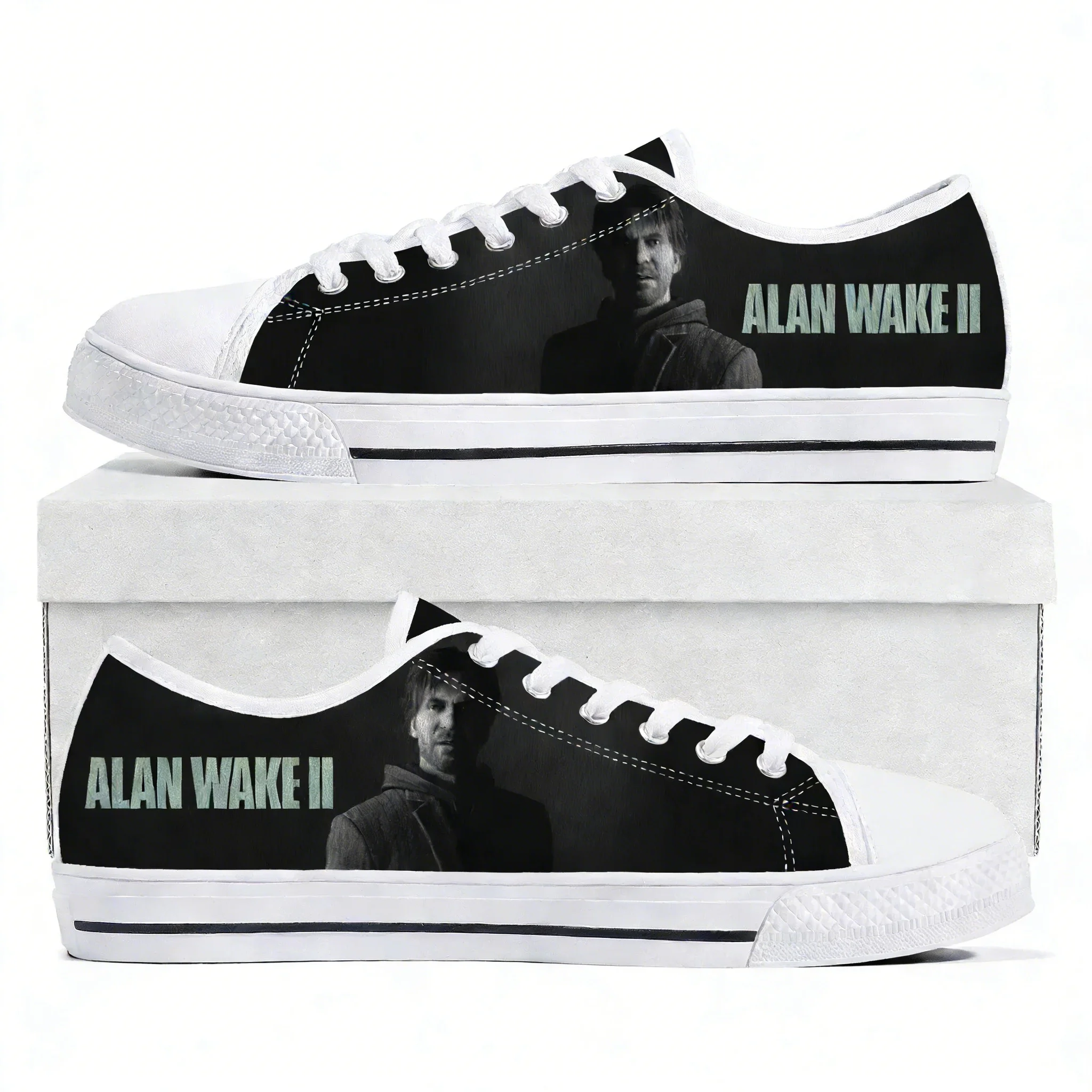 Sneakers Alan Wake 2, chaussures basses pour hommes, femmes et adolescents, en toile de haute qualité, baskets décontractées, chaussures personnalisées, chaussures sur mesure, blanches