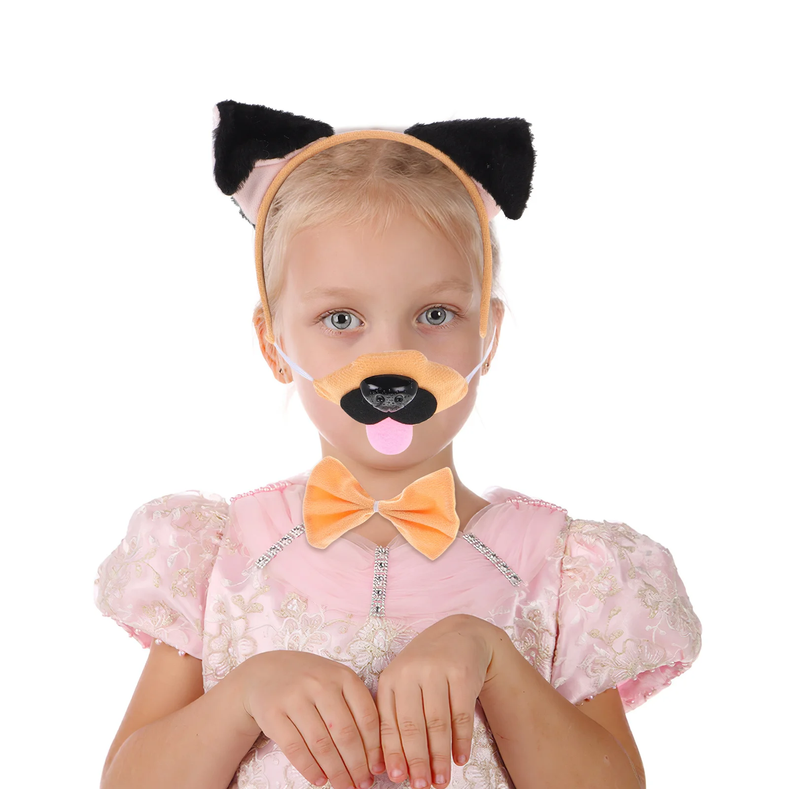 

1Set Animal Costume Accessory for Cosplay Party Cute Ear Headband with Tail Gloves Bowtie for Kids and Adults Events