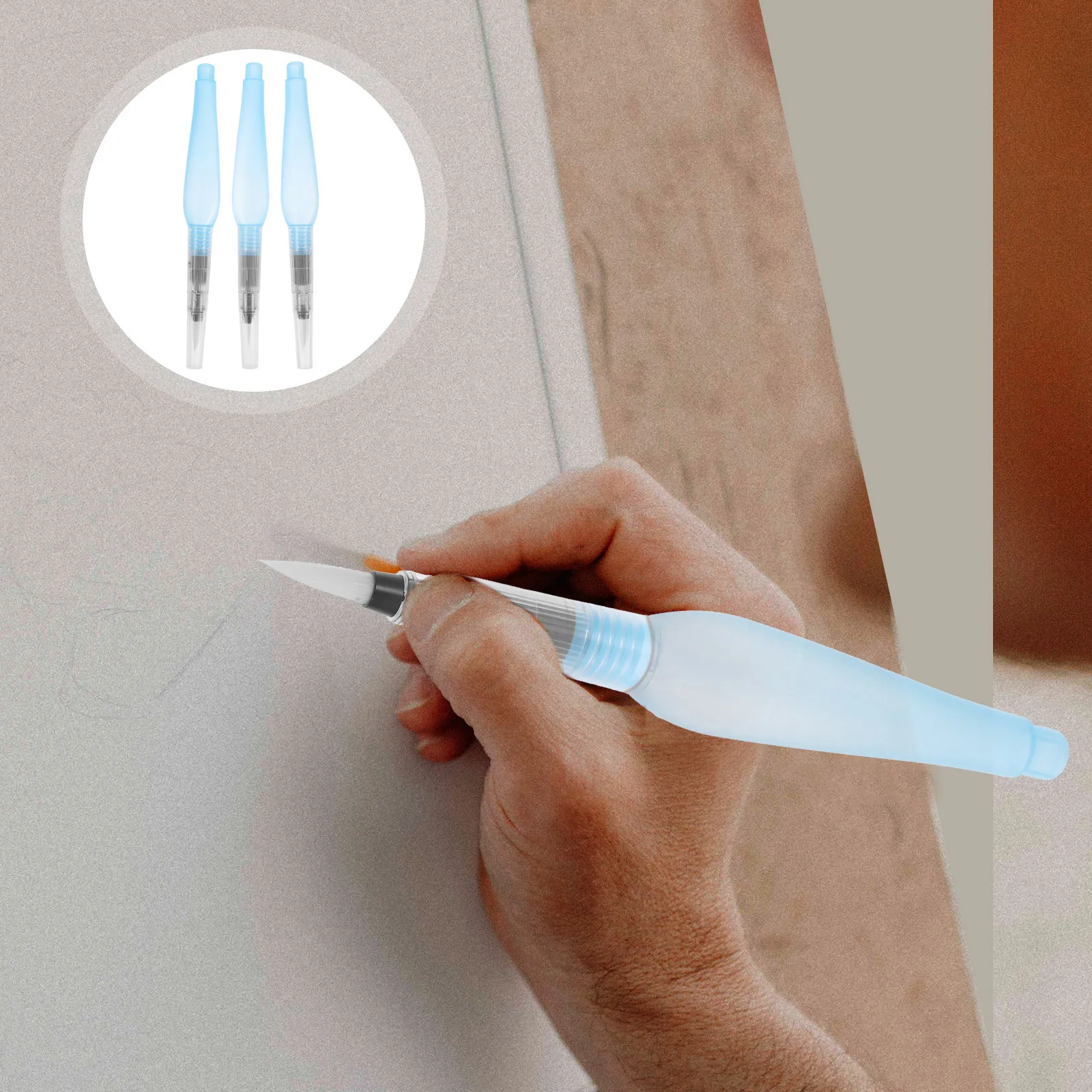 3Pcs Watercolor Painting Brush Refillable Water Brush Pen Lightweight Portable Drawing Art Pen for Watercolor Painting Adults