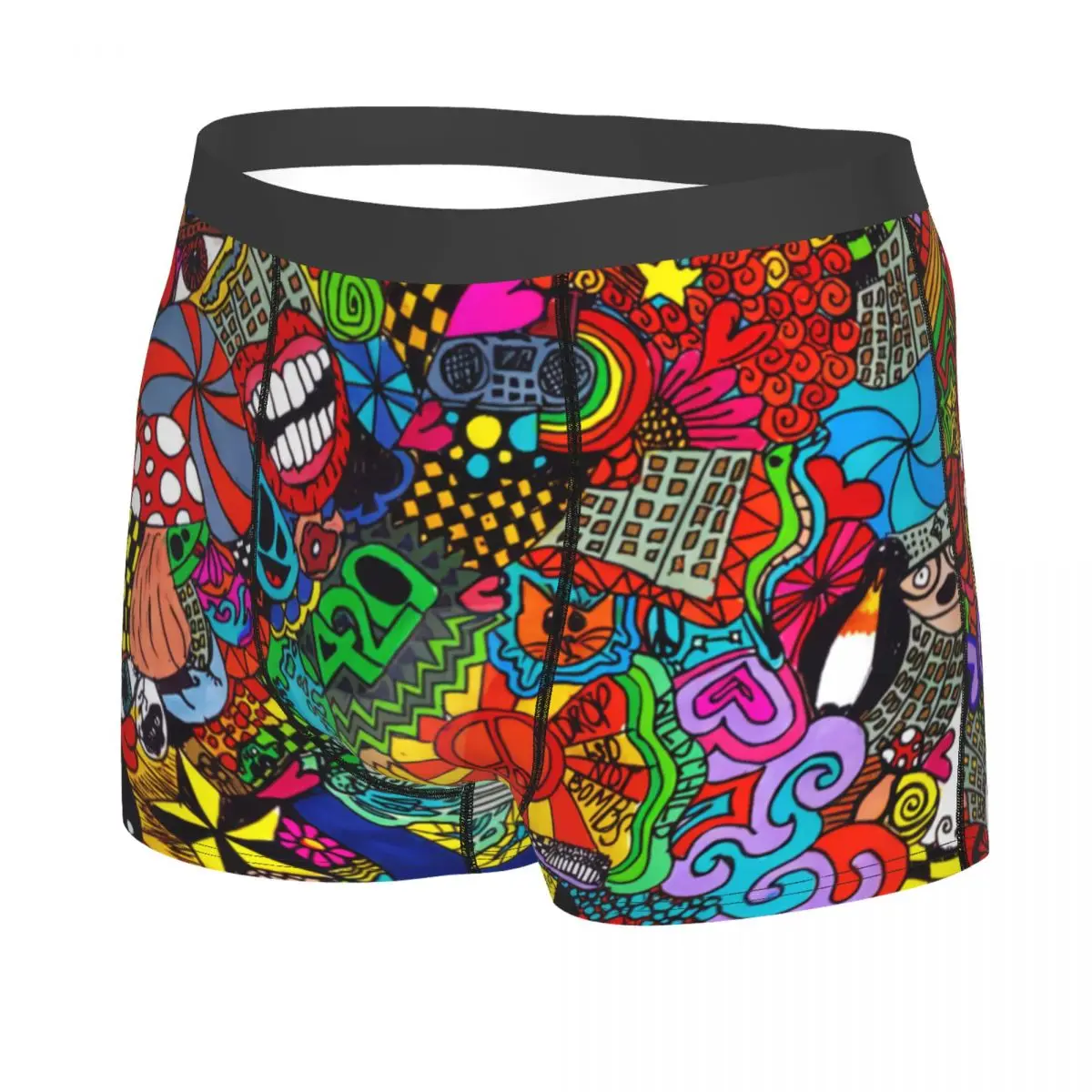 Custom Graffiti Trippy Hippie Pattern Underwear Male Sexy Printed Street Art Boxer Briefs Shorts Panties Soft Underpants