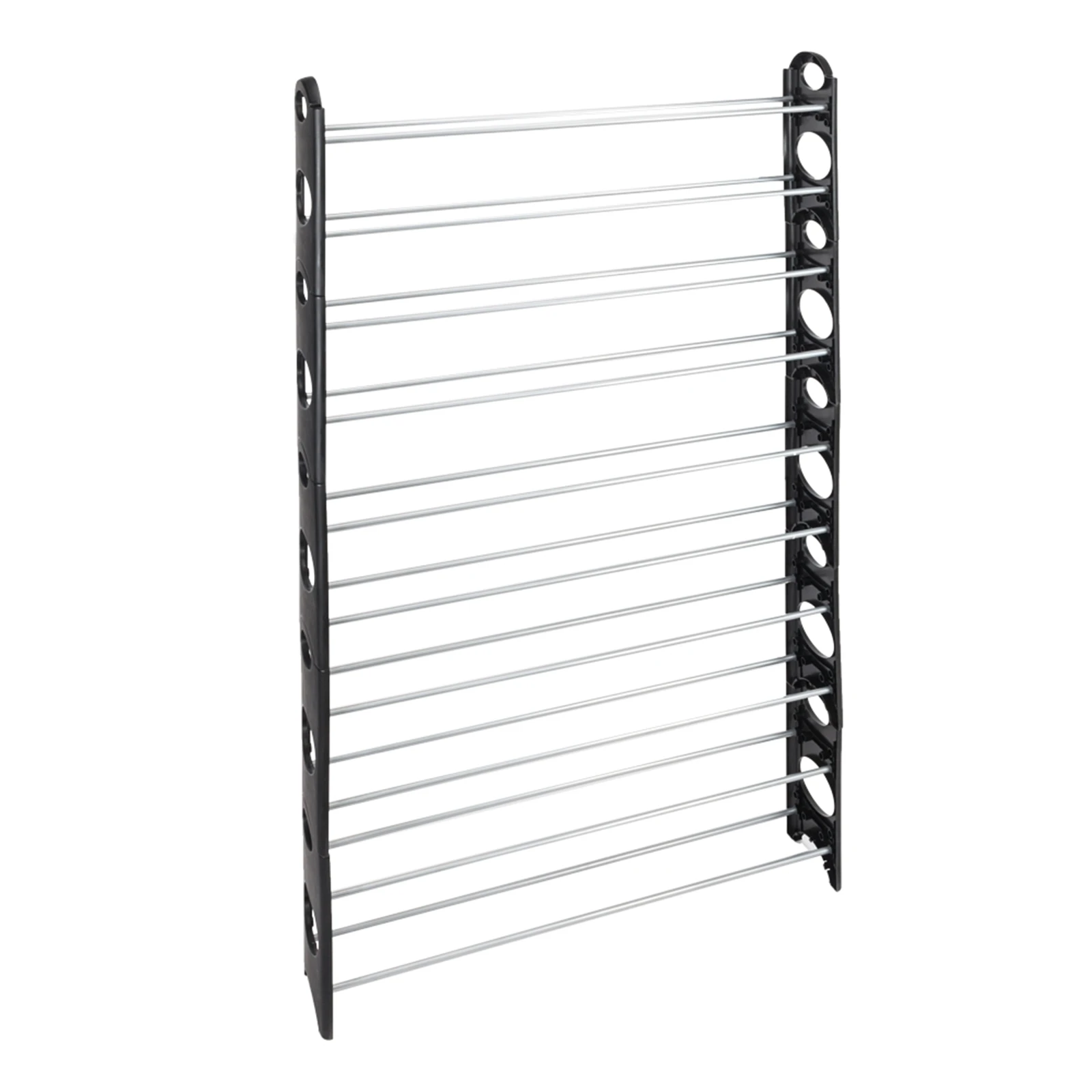 

10-Tier 50-Pair-of-shoes Adjustable Steel & Plastic Shoe Rack Black & Silver