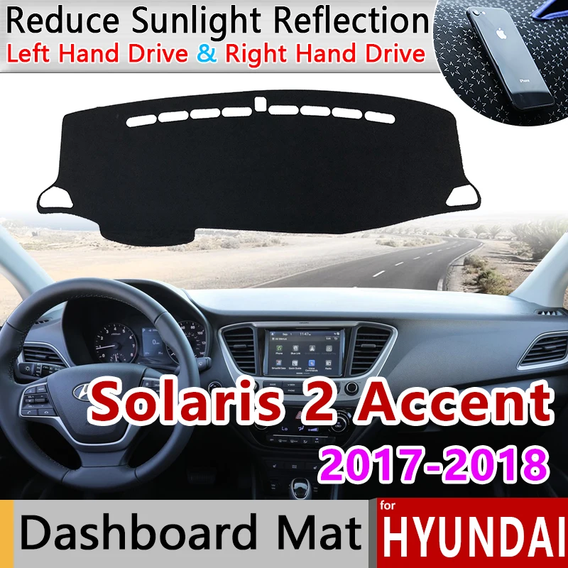 

Для Hyundai Solaris 2 Accent 2017 2018 HC Противоскользящий коврик для приборной панели коврик для защиты от солнца Dashmat защитный ковер аксессуары накидка