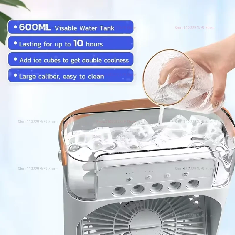 3 in 1 Portable Air Cooler Fan with LED Night Light Humidifier Adjustable Temperature Home Office Personal Small Air Conditioner