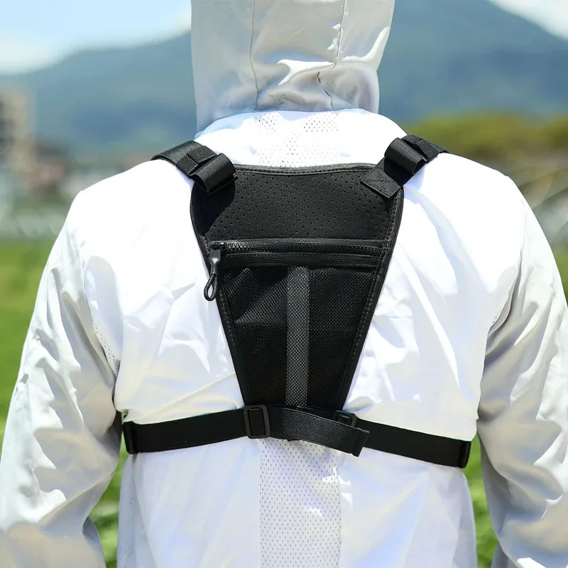Sports Chest Bag Water Resistant Lightweight Men Front Running Vest Bag with Built-In Phone Holder & Extra Storage for Hunting