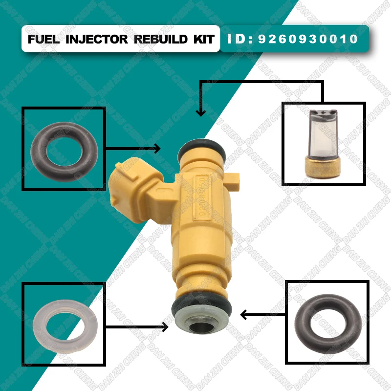 8set For 1999-2005 2.5 V6 PETROL 0K9BV13250 9260930010 Fuel Injector Service Repair Kit Filters Orings Seals Grommets