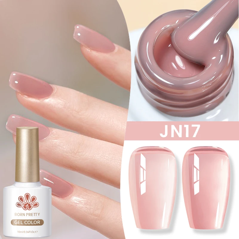 BORN PRETTY Jelly Nude Color UV Gel Manicure Gel Polish Nail Supplies For Professionals Semi-permanent Varnish 10ml Soak Off Gel