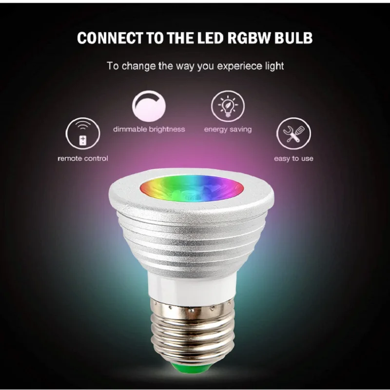 5 واط RGB لمبة LED متعدد الألوان لمبة E27 85-265 فولت الإضاءة المنزلية عكس الضوء 24 مفتاح التحكم عن بعد مصباح ذكي مصباح لتهيئة الجو