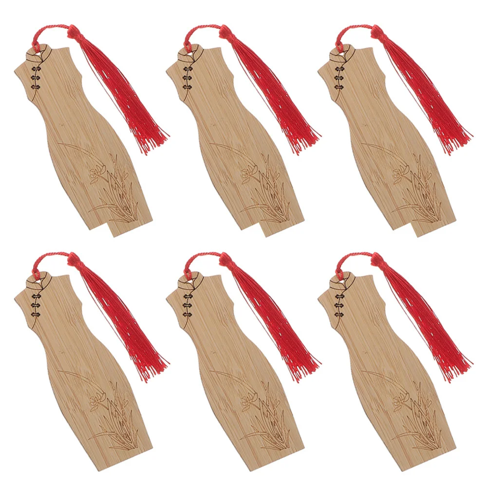 

Cheongsam Bamboo Bookmark Carved Labels Wooden Tags Chinese Style Bookmarks Classic Markers Souvenir Decor