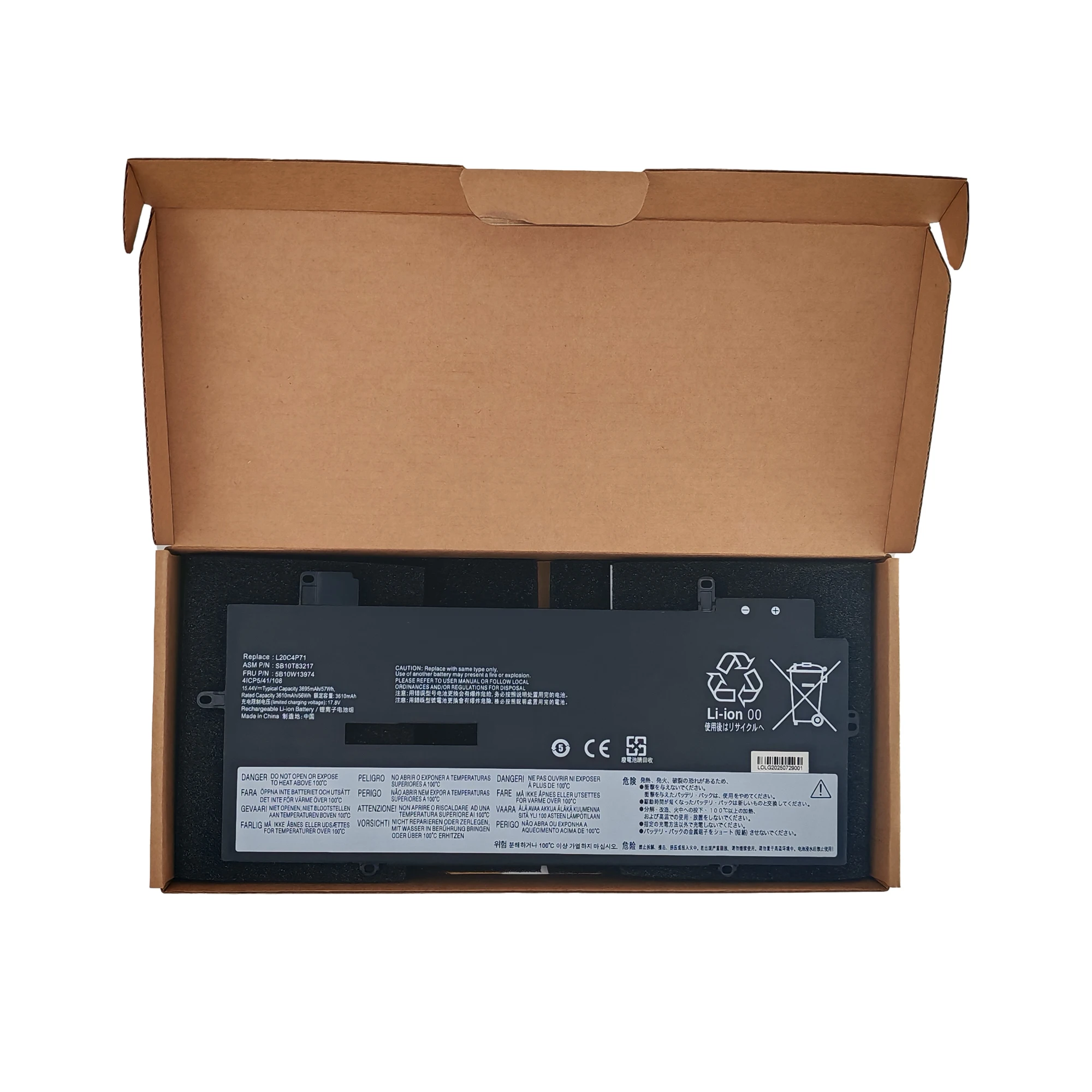 L20M3P71 Laptop Battery For Lenovo ThinkPad X13 Yoga G2 11.58V 4570mAh 52.9Wh L20C3P71 L20L3P71 SB11A13105