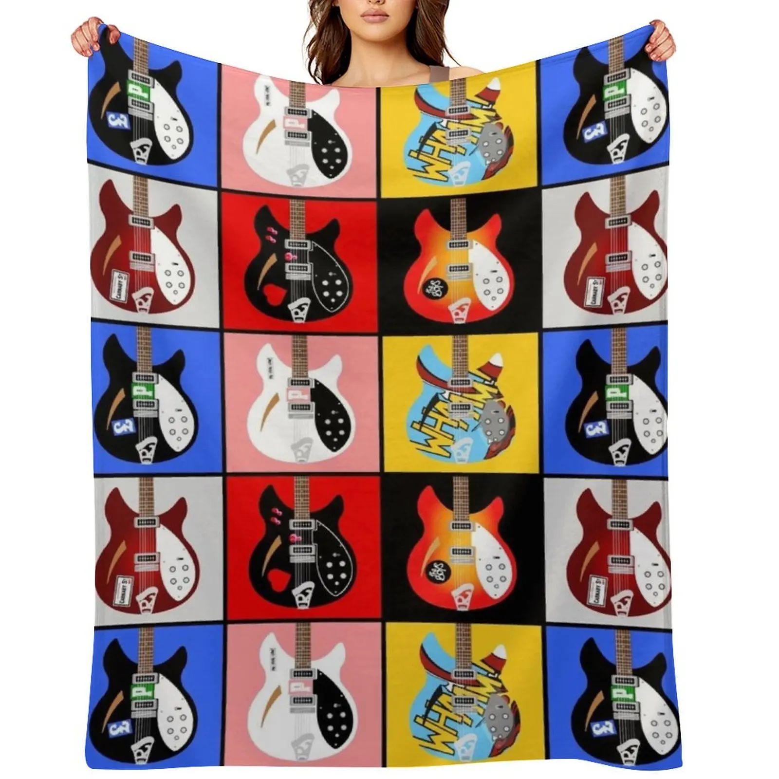 

Paul Weller's Rickenbacker 330 Guitar Collection Throw Blanket Large Hairy Camping Luxury Brand Blankets