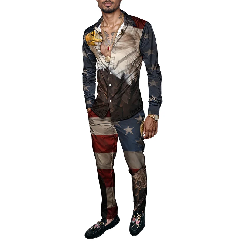 

Весенне-летний мужской комплект рубашек с принтом, модный простой костюм с длинными рукавами, новый продукт, высокое качество, удобный крой, Ropa Hombre