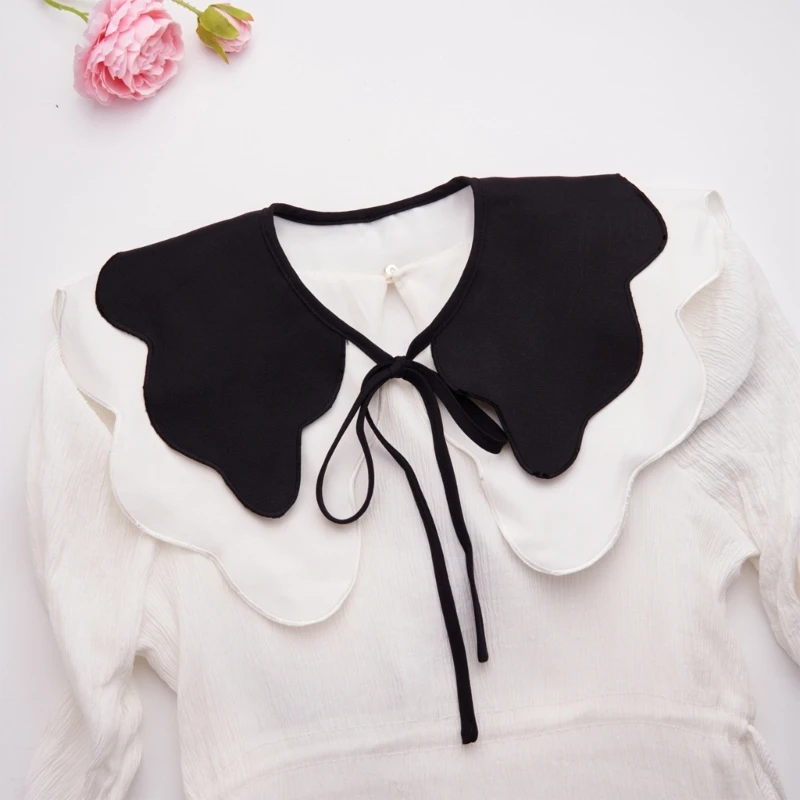 Tie Double Layer Collar Elegant Shawl Girl Hoodie Collar Simple Lapel Shawl