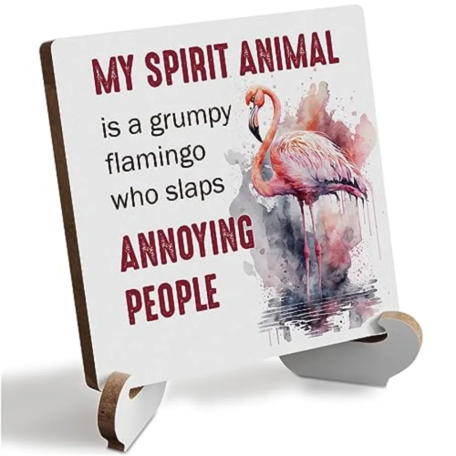 Flamingo Gifts Funny Flamingo Decor Rustic Wooden Desk Decor for Flamingos Lovers Home Farmhouse Office Bathroom Table Tiered T