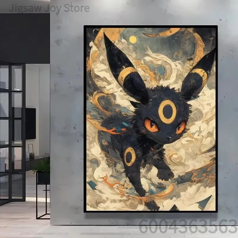 Legendary Pokemon Art Jigsaw Puzzle Mewtwo Lucario Umbreon Flareon Oil Painting Style Framed Art Print Toy Collector Edition