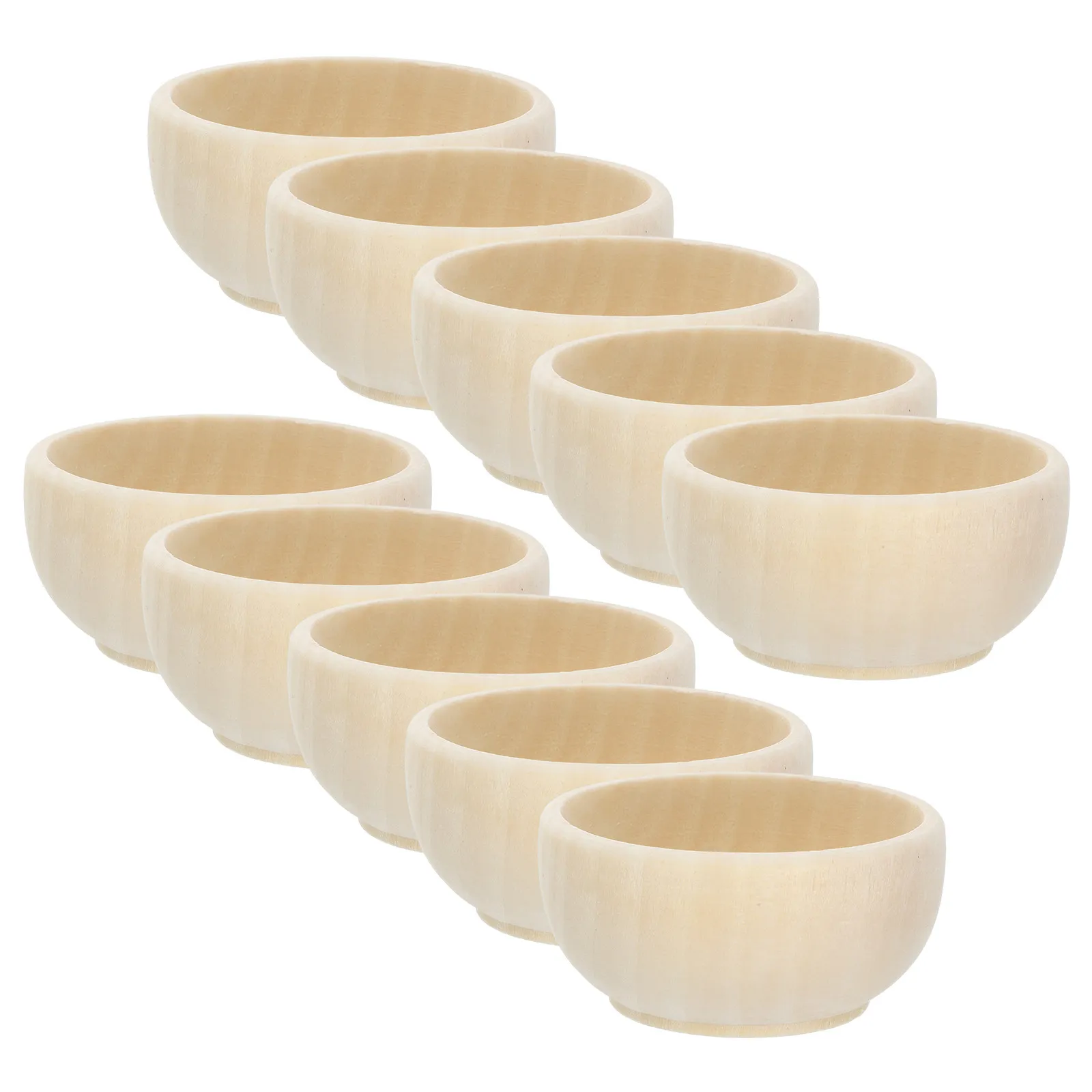 

10Pcs Small Unfinished Wooden Bowls DIY Craft Wood Bowls Light Compact Sanded Ready for Painting Drawing Carving Home Party