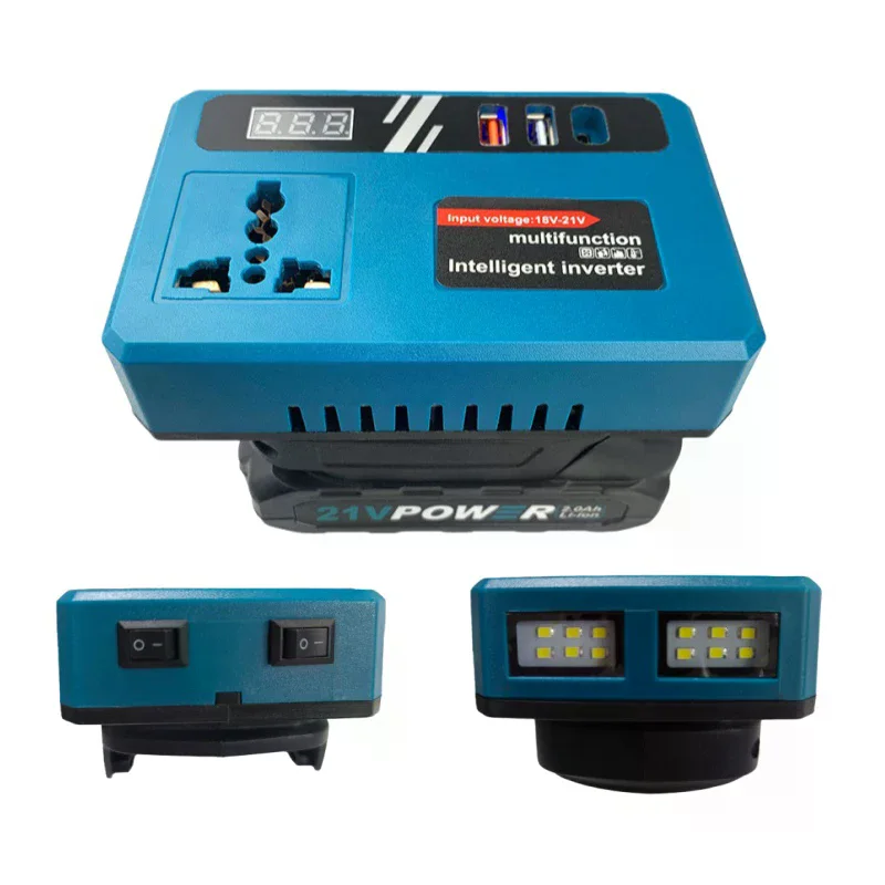 /PFU/DC21V To 220V AC Converter Lithium Battery Inverter Portable Power Supply For Outdoor Activities With Dual USB Ports 1Pcs