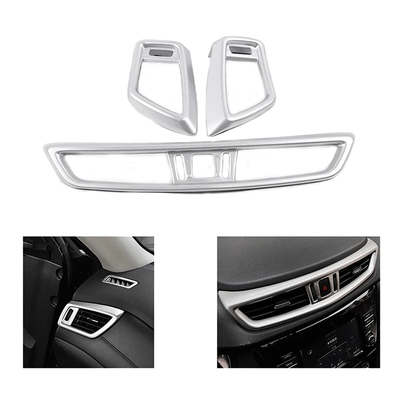 3Pcs Car AC Vent Center Air Conditioning Outlet Cover Trim for Nissan Qashqai J11 X-Trail X Trail T32 2014-2020