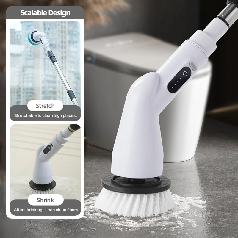 Xiaomi 9-in-1 Electric Spin Scrubber Wireless Cleaning Brush IPX7 Waterproof Bathroom Scrubber Adjustable Extension Handle New