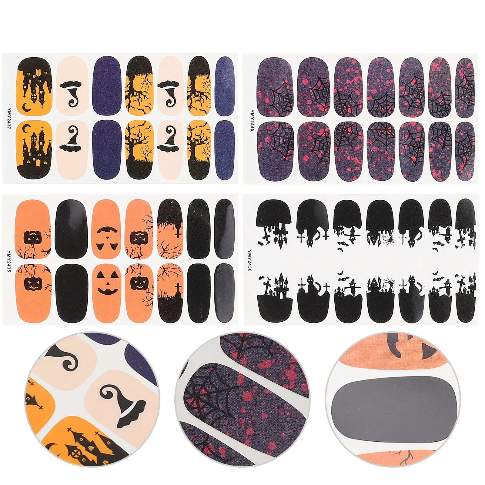 

Наклейки для дизайна ногтей на Хэллоуин, наклейки для маникюра своими руками для женщин, причудливые дизайны для ногтей, клейкие украшения для ногтей, принадлежности для салонов красоты