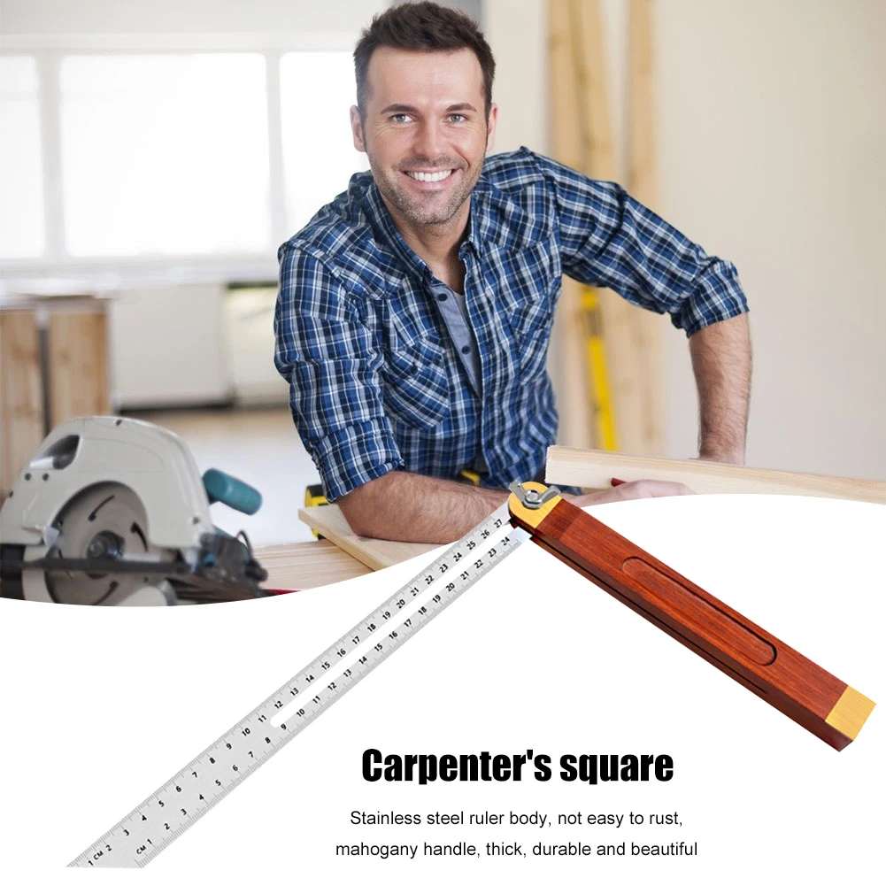 1pc Wooden Marking Angle Rulers Gauges 360 Degree Rotation Tri Square Sliding T-Bevel with Wooden Handle Level Measuring Tools