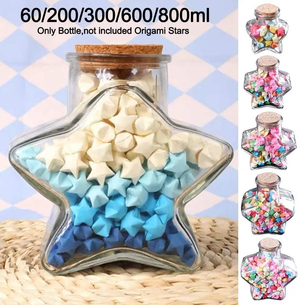 DIY Clear Origami Stars Glass Bottle Stars Shape Craft Wishing Bottle Pentagram Storage Bottle Home