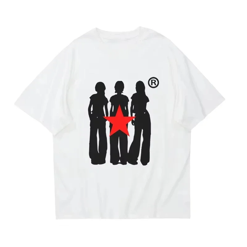 Camiseta de algodón Y2K para calle, camiseta de manga corta Punk de gran tamaño con estampado gráfico Harajuku, Top Retro gótico Rock, camiseta de Hip Hop a la moda