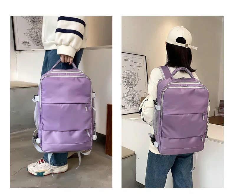 Pink Women Travel Backpack Water Repellent Anti-Theft Stylish Casual Daypack Bag with Luggage Strap & USB Charging Port Backpack