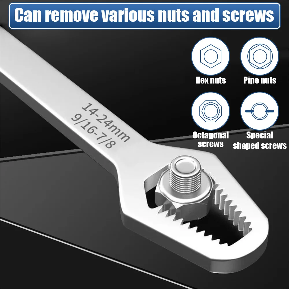 8-22mm Universal Multifunctional Wrench Board Adjustable Double-head Torx Spanner Self-tightening Wrench Multi-purpose Hand Tool