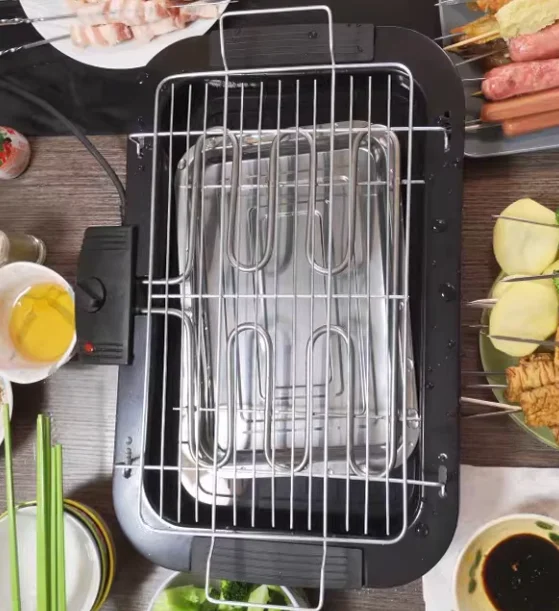 

Новый электрический настольный гриль мощностью 1300 Вт для приготовления пищи в помещении и на открытом воздухе в саду и кемпинге