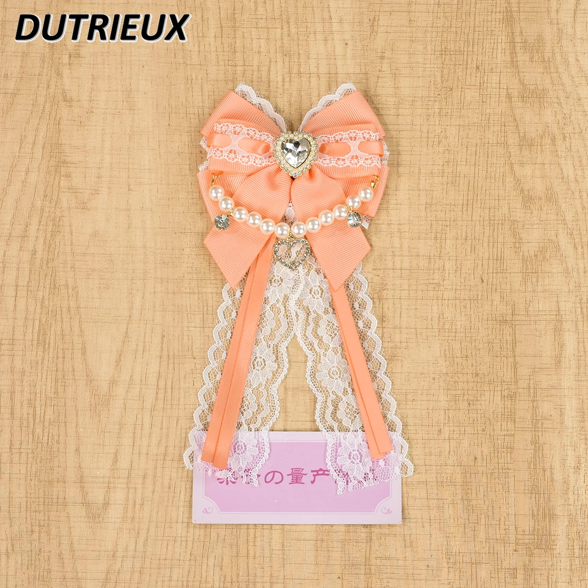 Orange Japanese Style Handmade Bow Lace Hairpin Accessories Lolita Sweet Cute Girl Jewelry Headdress Hair Clips and Socks